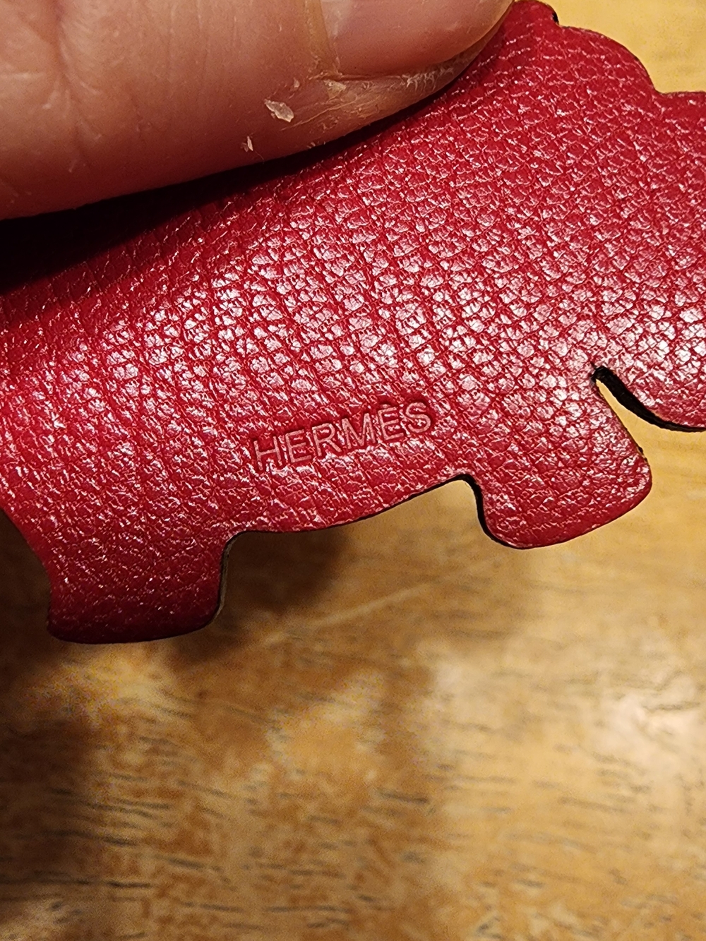 pre-owned Hermès Hippopotamus bag charm made of brown and red leather - Picture 6 of 9